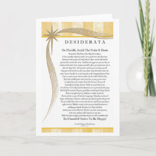 Carte Desiderata Poem Gold Star Designer