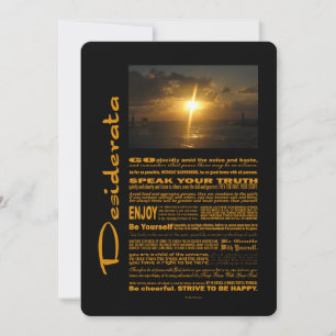 Carte Desiderata Poème très clair coucher de soleil