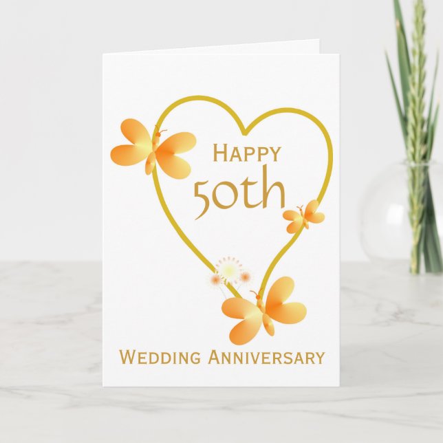 Carte Design cardiaque 50e anniversaire de Mariage perso (Devant)