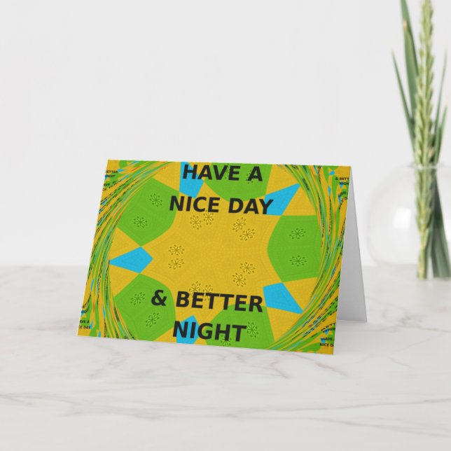Carte Design circulaire "Bonne journée et meilleure nuit (Devant)
