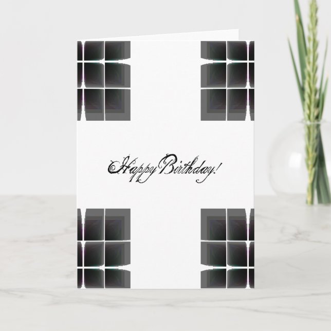 Carte Design d'anniversaire Abstrait en noir et blanc (Devant)