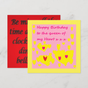Carte Design d'anniversaire rose et jaune avec message s