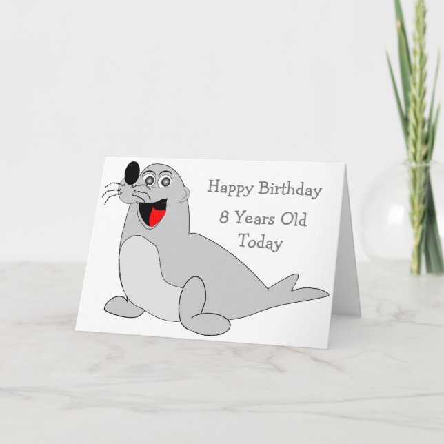 Carte Design de phoque personnalisé 8e anniversaire (Devant)