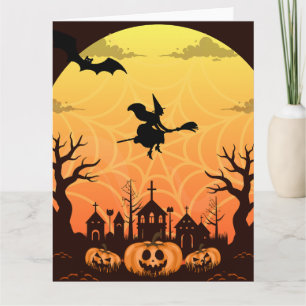 Carte Design d'Halloween de chat noir effrayant – Modern