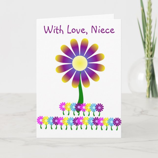 Carte Design floral Nièce personnalisée Anniversaire (Devant)