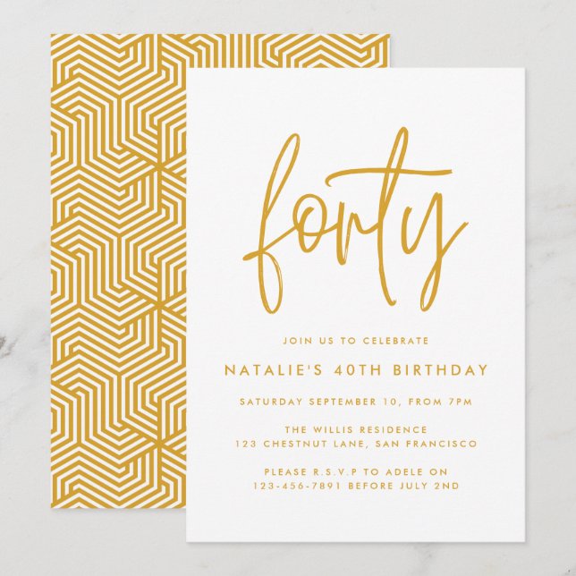 Carte Design moderne 40e anniversaire simple élégant scr (Devant / Derrière)