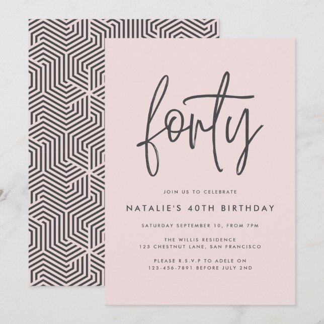 Carte Design moderne 40e anniversaire simple élégant scr (Devant / Derrière)