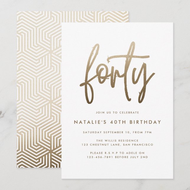 Carte Design moderne 40e anniversaire simple élégant scr (Devant / Derrière)