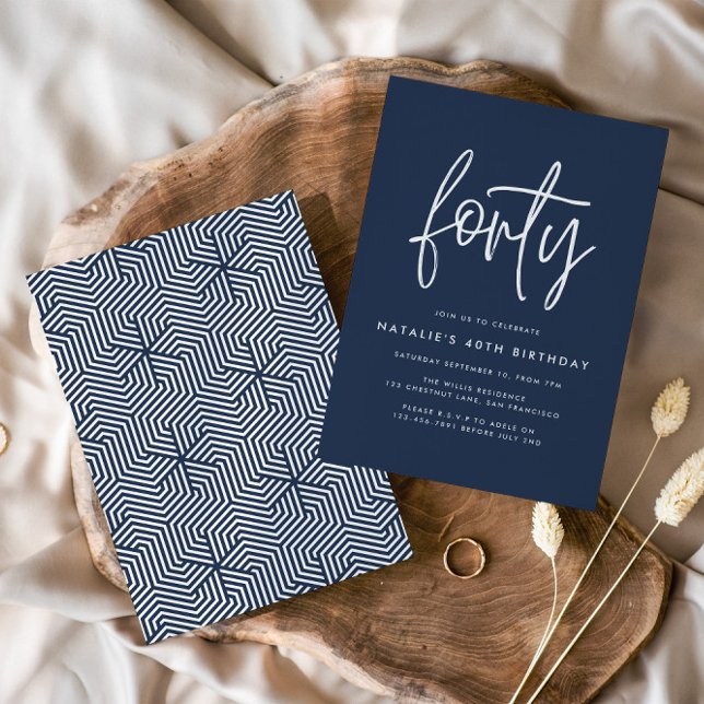 Carte Design moderne 40e anniversaire simple élégant scr (Créateur téléchargé)