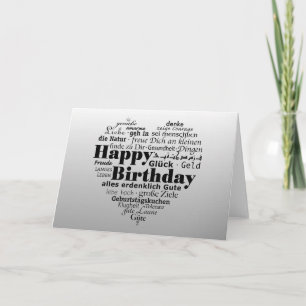 Carte Désir d'anniversaire en plusieurs langues