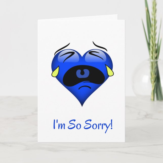 Carte Désolé de pleurer le coeur bleu (Devant)