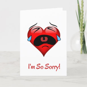 Carte Désolé de pleurer le coeur rouge