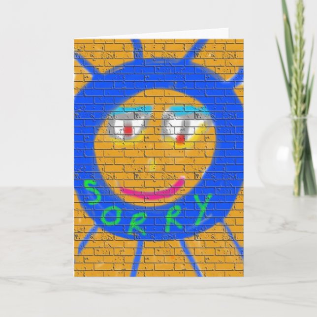Carte Désolé Graffiti, Art Sad Face, Sadness Regret (Devant)