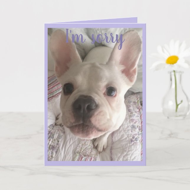 Carte Désolé HANGRY Card French Bulldog Puppy Pastel (Petite plante)