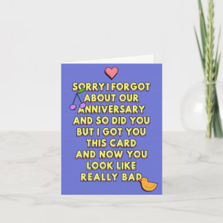 Carte Désolé, j'ai oublié notre anniversaire