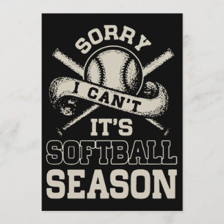 Carte désolé je ne peux pas ses t-shirts de softball