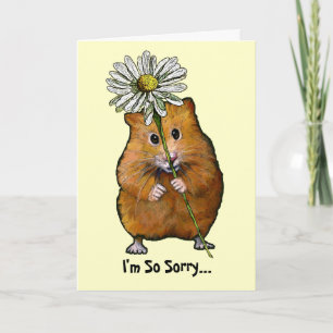 Carte Désolé, mignon hamster avec Big Daisy, excuses