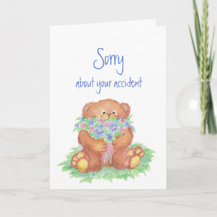 Carte Désolé pour votre accident Teddy Bear Flowers