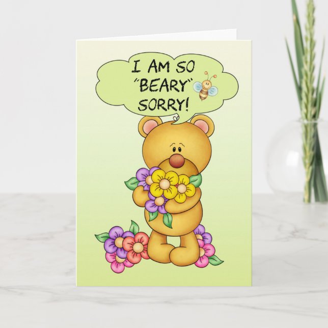 Carte désolée "Beary" désolé avec l'ours et les (Devant)