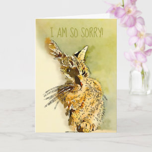 Carte Désolée Rouge Tabby Kitty Photo remplaçable