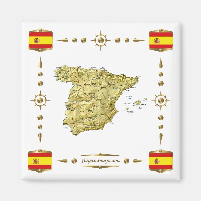 Carte d'Espagne + Pavillons Magnet (Devant)