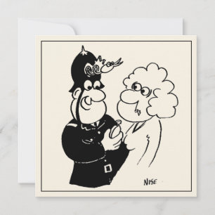Carte Dessin amusant d'un policier avec un casque d'horl