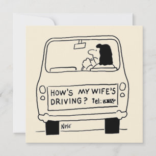 Carte Dessin amusant d'une femme conduisant une voiture