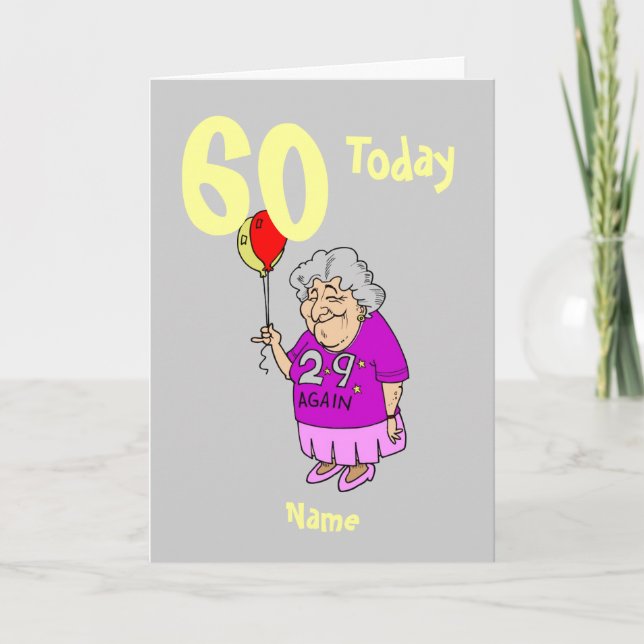 Carte Dessin animé d'anniversaire drôle, âge personnalis (Devant)