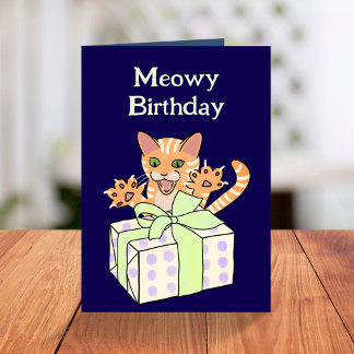 Carte Dessin animé de chat drôle d'anniversaire personna