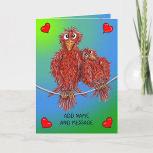 Carte Dessin animé de deux oiseaux