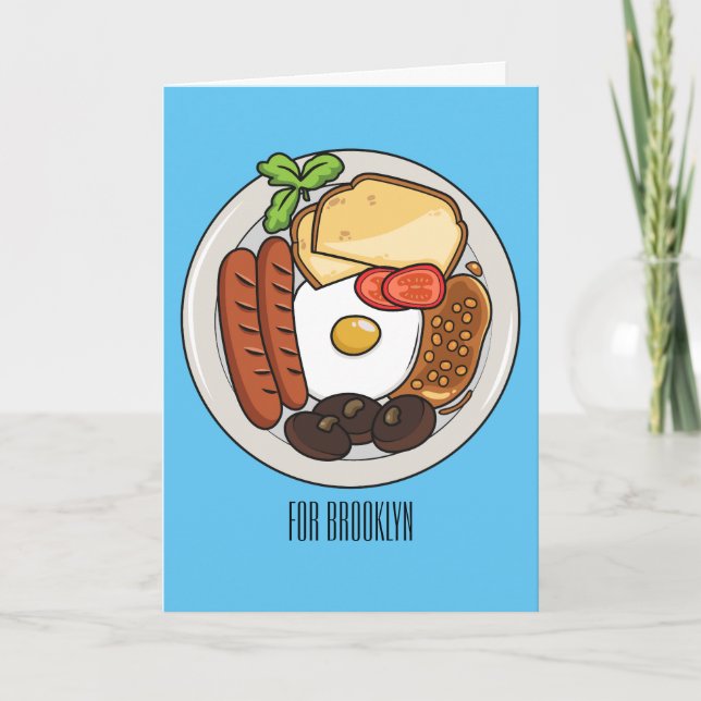 Carte dessin animé du petit-déjeuner anglais (Devant)
