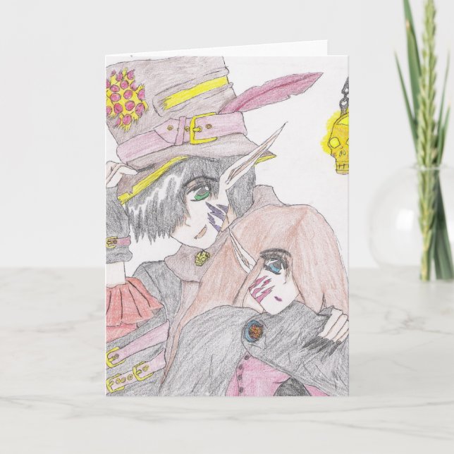 Carte Dessin au crayon couleur éffrayant Halloween (Devant)