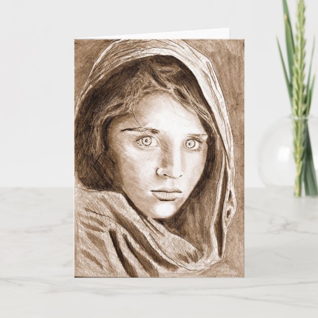 Carte Dessin au crayon de 2004 de la sépia de la réfugié (Devant)