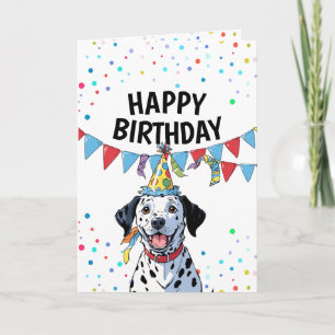 Carte Dessin coloré Confetti Anniversaire dalmate