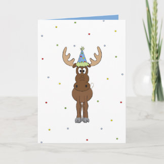 Carte Dessin d'anniversaire d'orignal confetti coloré
