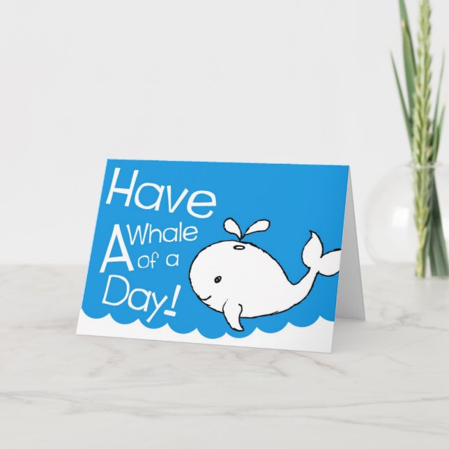 Carte Dessin de baleine Motif à main bleue (Devant)
