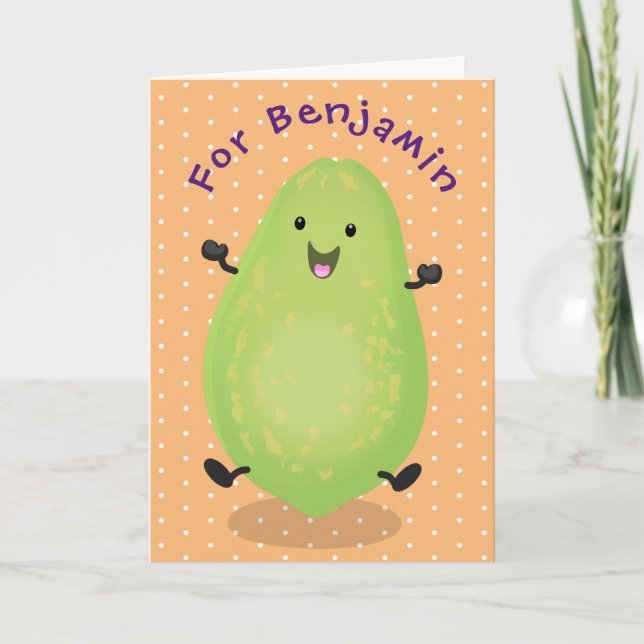 Carte dessin de la patte papaye de Cute kawaii (Devant)