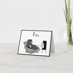 Carte Dessin de Lazy Dad Bear avec "Fin", Vidéo Noir