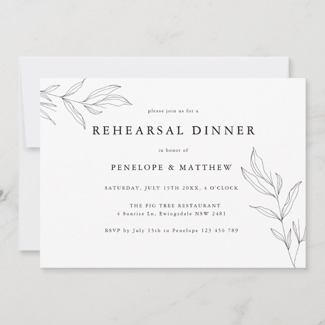 Carte Dessin de ligne Dîner de répétition feuille de feu (Devant)