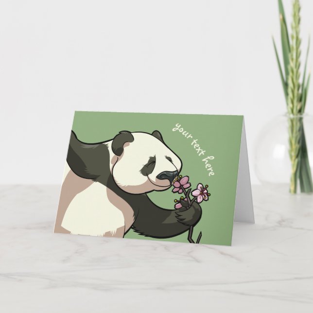 Carte Dessin de Panda Blissant Fleurs de fleurs (Devant)