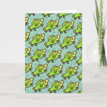 Dessin de poisson vert de dessin animé drôle