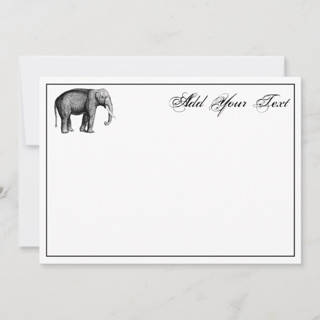 Carte Dessin d'éléphant vintage (Devant)