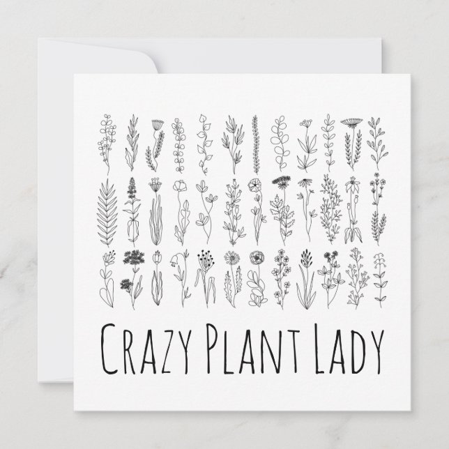 Carte Dessin D'Encre Fleurs Et Herbes (Devant)