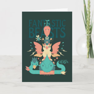 Carte Dessin Des Bêtes Fantastiques Émergent De Suitcase