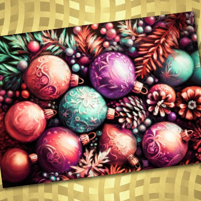 Carte Dessin dur Pastel Motifs de Noël Purple Pêche (Créateur téléchargé)