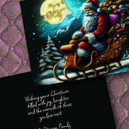 Carte Dessin dur Pastel Noël Père Noël dans Sleigh 2