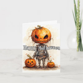 Carte Dessin effrayant Citrouille d'Halloween