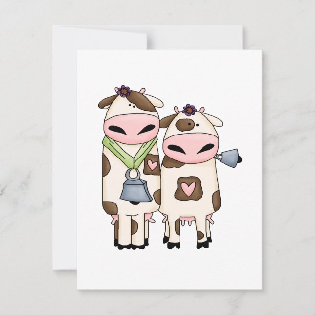 Carte dessin humoristique du couple de vache moo (Devant)
