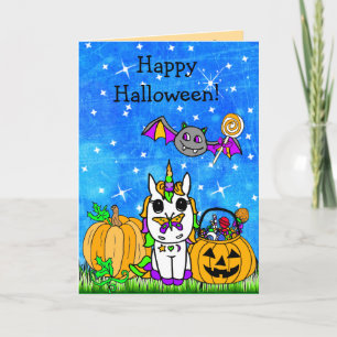 Carte Dessin humoristique pour l'Halloween Unicorne pour
