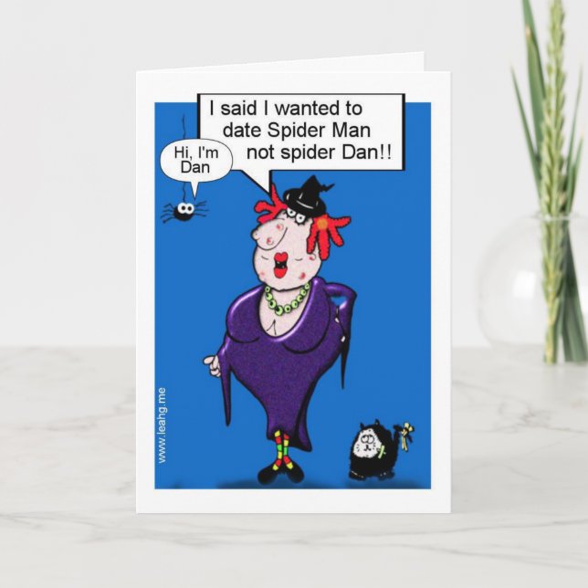 Carte Dessin humoristique sur la sorcière Halloween pers (Devant)
